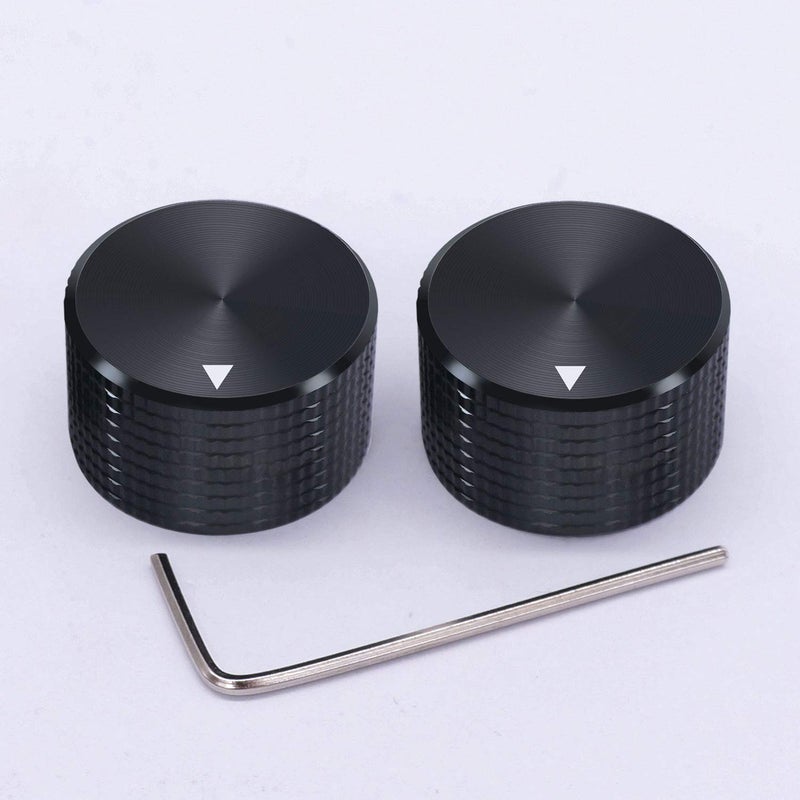 Taiss/ 2pcs Black Aluminum Rotary Electronic Control Potentiometer Knob For 6 mm Diameter Shaft, Volume Control Knob, Audio knob, Guitar Knobï¼ŒElectric Guitar Knobs, 25mm dia. x 15mm height - Image 4